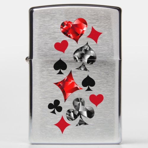 Poker Player Gambler Playing Card Suits Las Vegas Zippo Lighter