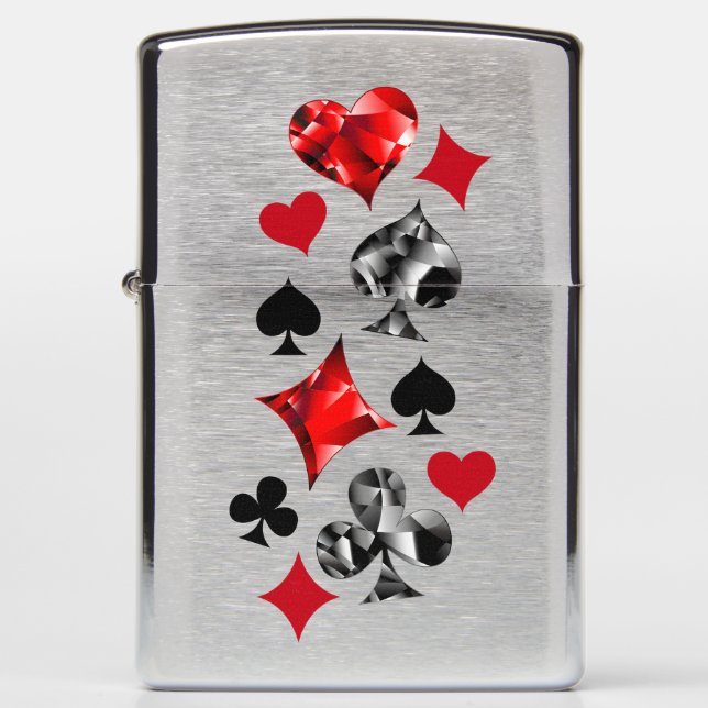 Poker Player Gambler Playing Card Suits Las Vegas Zippo Lighter (Front)