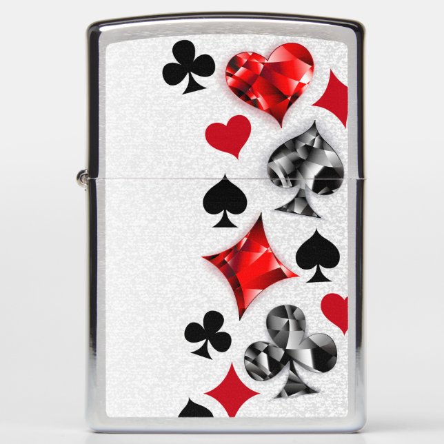 Poker Player Gambler Playing Card Suits Las Vegas Zippo Lighter (Front)
