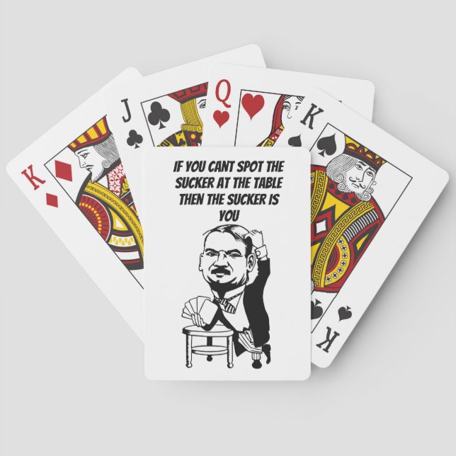 Poker Player Game Cartoon Man funny Quotes Art Cards (Back)