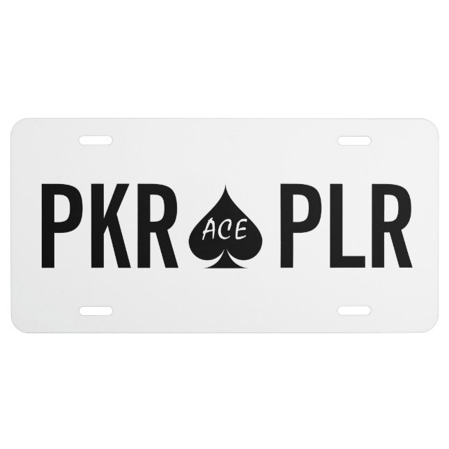 Poker player monogram ace of spades license plate (Front)