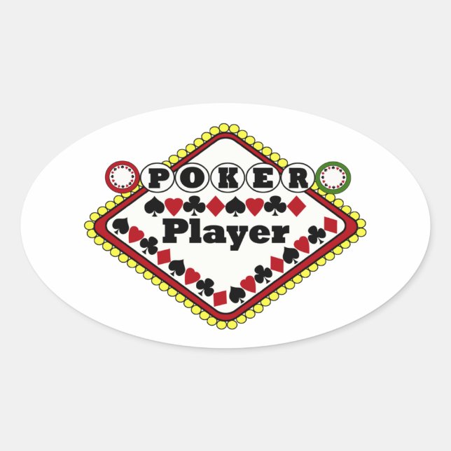 Poker Player Oval Sticker (Front)