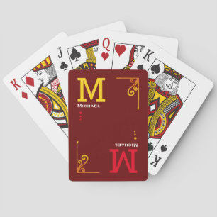 Poker Player Personalized DarkRed Monogram Cards