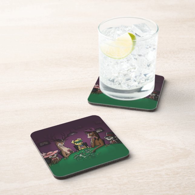 Poker Playing Animals Beverage Coaster (Right Side)
