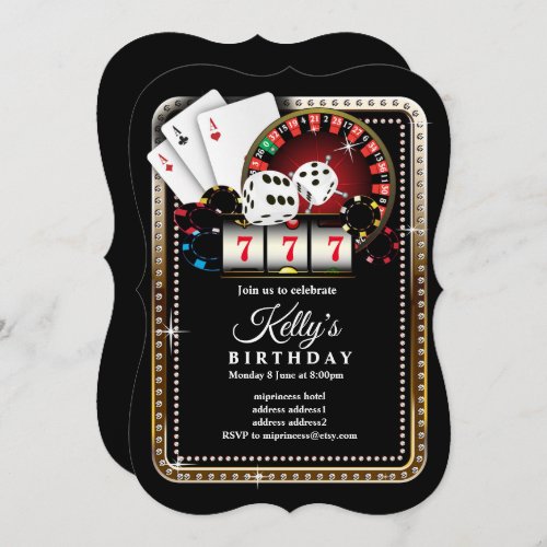 Poker Playing Card 7 7 7 casino party invite