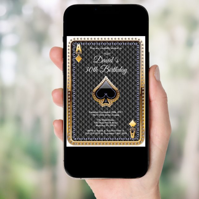 Poker Playing Card Casino Birthday Invitation (Front Digital)