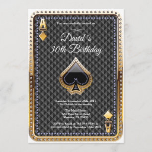 Poker Playing Card Casino Birthday Invitation