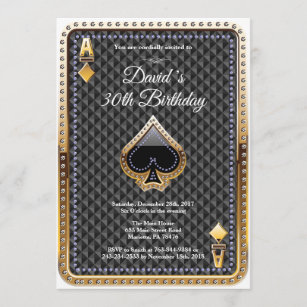 Poker Playing Card Casino Birthday Invitation