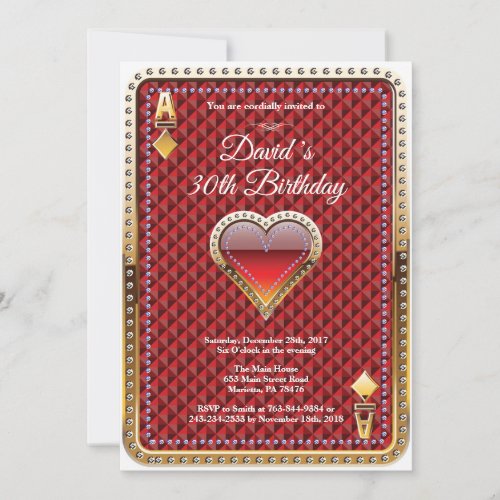 Poker Playing Card Casino Birthday Invitation