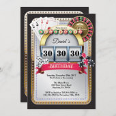 Poker Playing Card Casino Gold birthday invitation (Front/Back)
