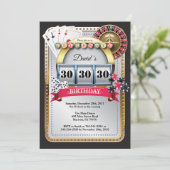 Poker Playing Card Casino Gold birthday invitation (Standing Front)