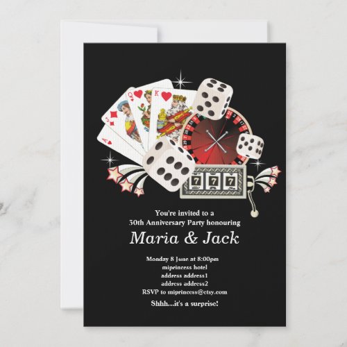Poker Playing Card casino party invite