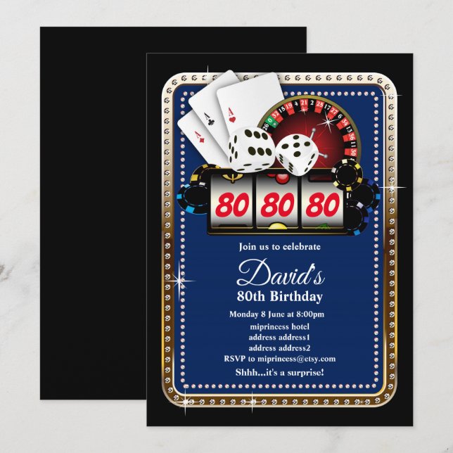 Poker Playing Card, casino party invite (Front/Back)