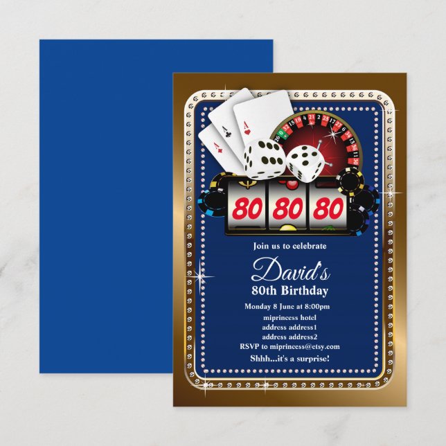 Poker Playing Card, casino party invite (Front/Back)