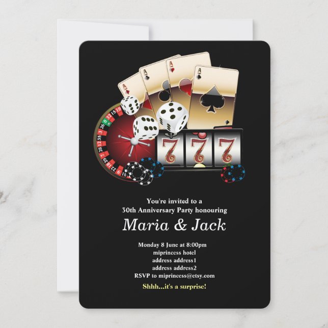 Poker Playing Card, casino party invite (Front)