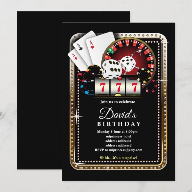 Poker Playing Card, casino party invite (Front/Back)