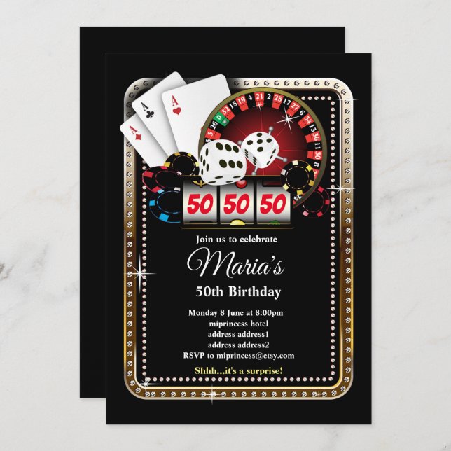 Poker Playing Card, casino party invite (Front/Back)