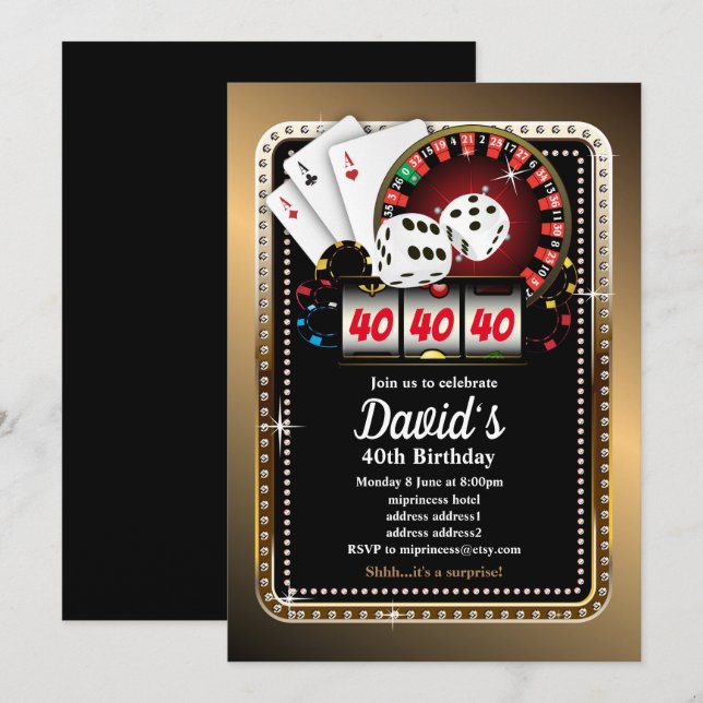 Poker Playing Card, casino party invite (Front/Back)