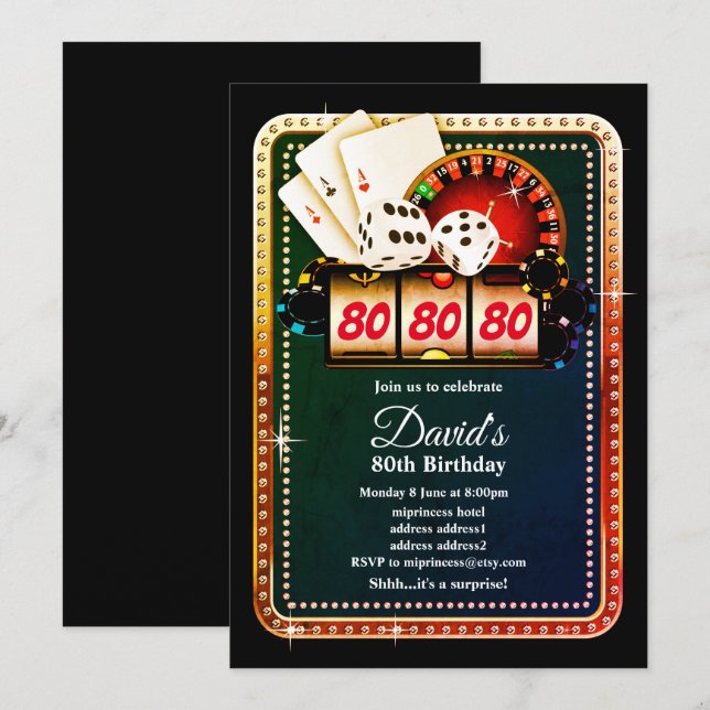 Poker Playing Card, casino party invite (Front/Back)