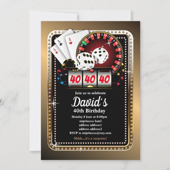 Poker Playing Card, casino party invite (Front)