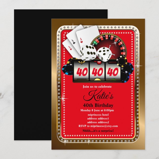 Poker Playing Card, casino party invite (Front/Back)