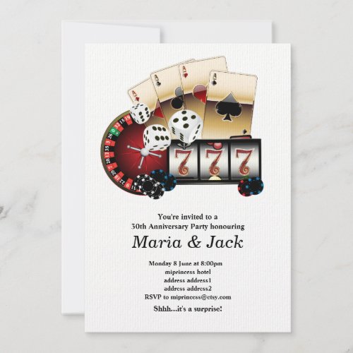 Poker Playing Card casino party invite