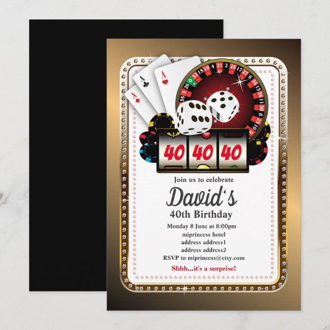 Poker Playing Card, casino party invite (Front/Back)