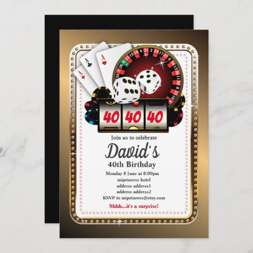 Poker Playing Card casino party invite