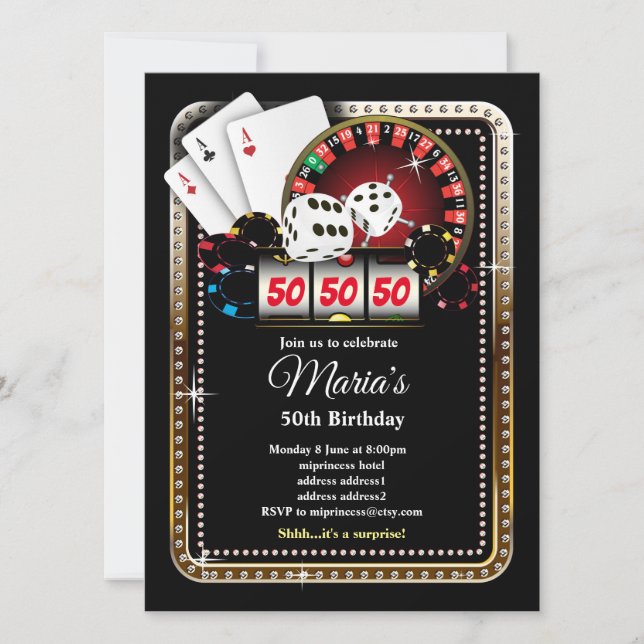 Poker Playing Card, casino party invite (Front)