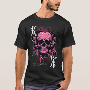 Poker Playing Card King Of Hearts Skull T-Shirt