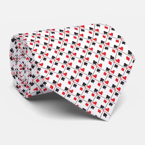 Poker Playing Card Suit Pattern Neck Tie