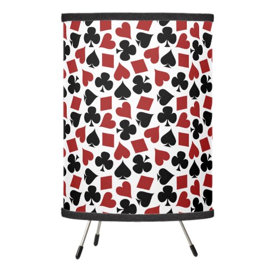 Poker Playing Card Suit Pattern Tripod Lamp (Left)