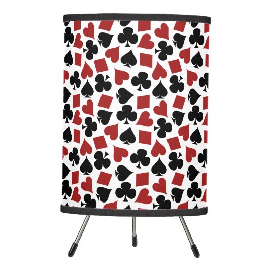 Poker Playing Card Suit Pattern Tripod Lamp (Front)