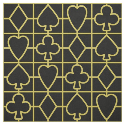 Poker Playing Card Suit Vegas Casino Black Gold Fabric