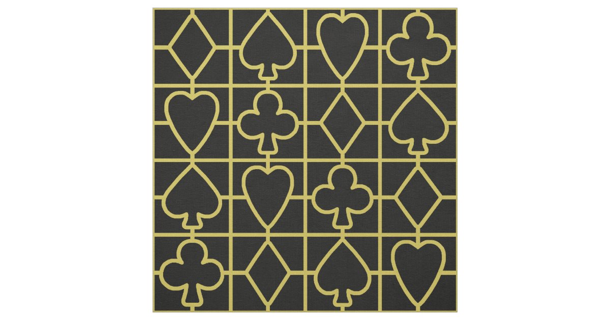 Poker Playing Card Suit Vegas Casino Black Gold Fabric | Zazzle