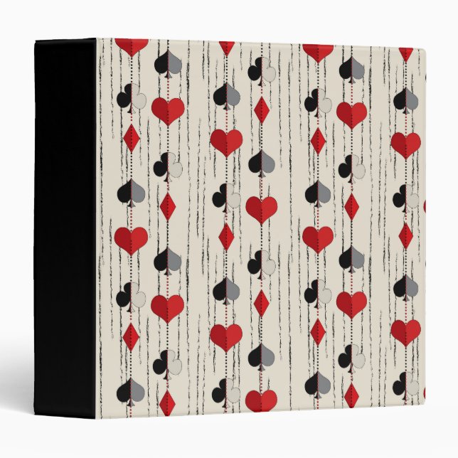 Poker Playing Card Symbols 3 Ring Binder (Front/Spine)