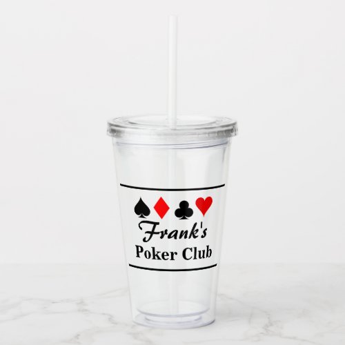 Poker playing card symbols custom tumbler glass