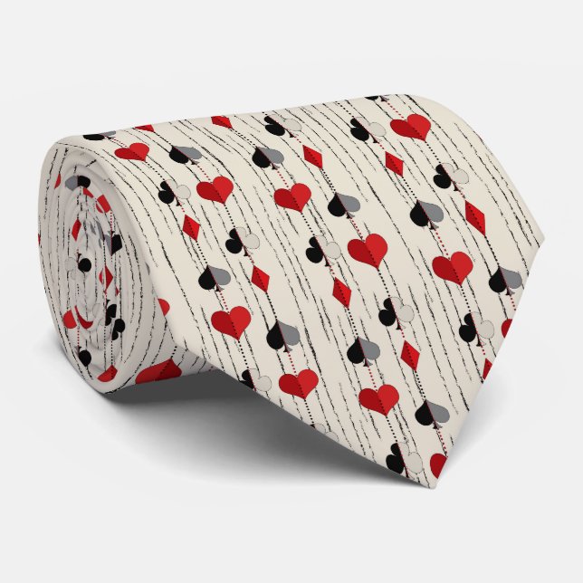 Poker Playing Card Symbols Neck Tie (Rolled)