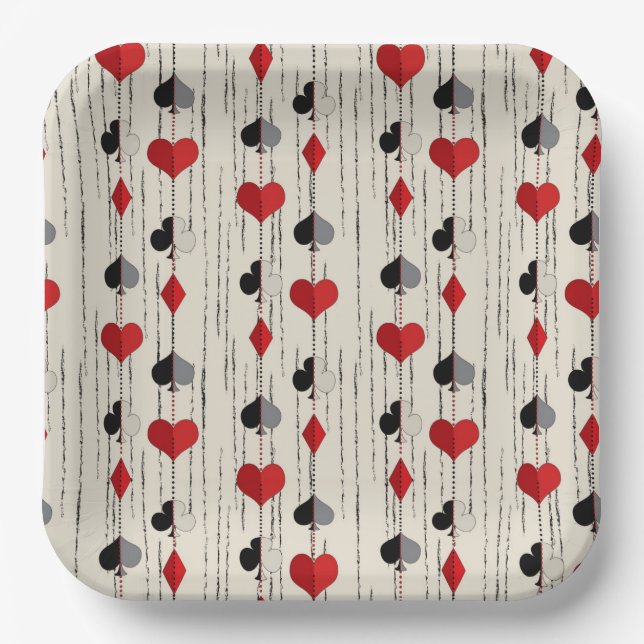 Poker Playing Card Symbols Paper Plates (Front)