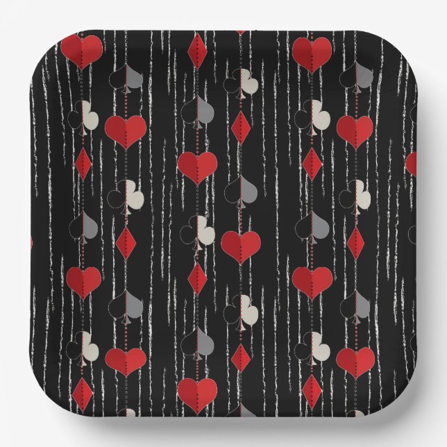 Poker playing card symbols. paper plates (Front)