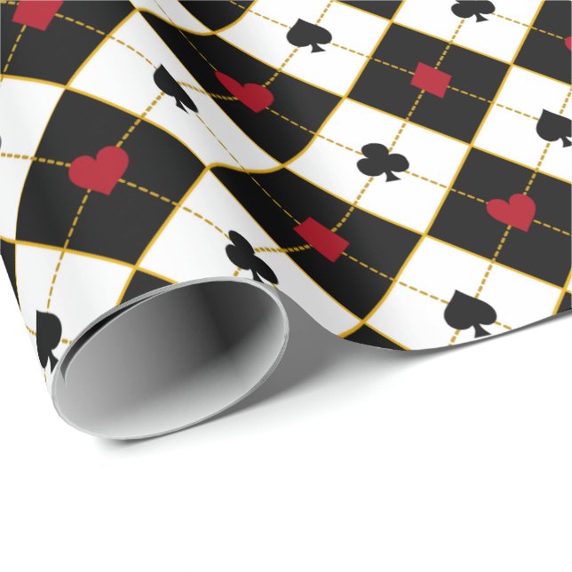 Poker Playing Cards Gift Wrap, Simple Vegas Casino Wrapping Paper (Roll Corner)