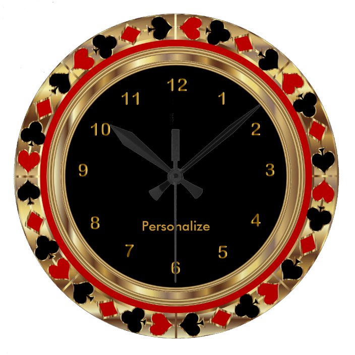 Poker Playing Cards Large Clock