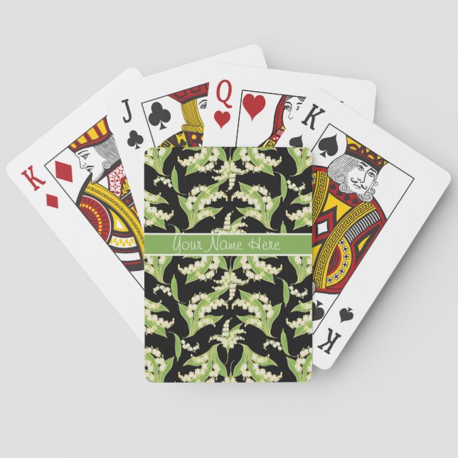 Poker Playing Cards: Lilies of the Valley, Black Cards (Back)