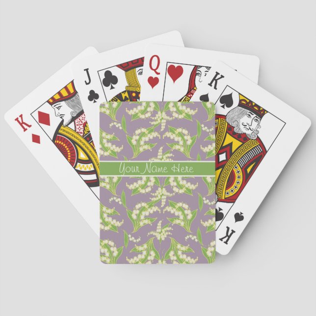 Poker Playing Cards: Lilies of the Valley, Mauve Cards (Back)
