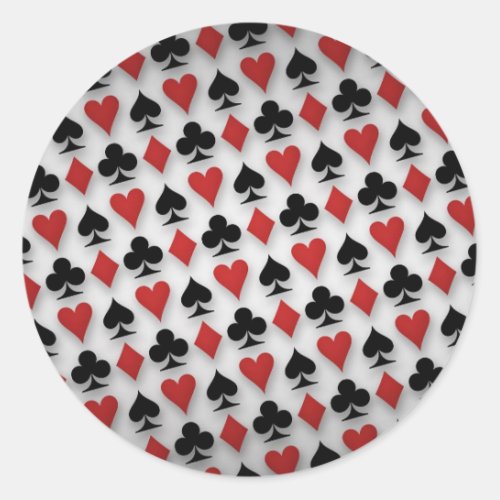 Poker Playing Cards Pattern Design Classic Round Sticker