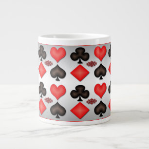 Poker Playing Cards Pattern Silver Mug