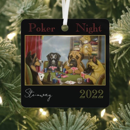 Poker Playing Dogs Metal Ornament