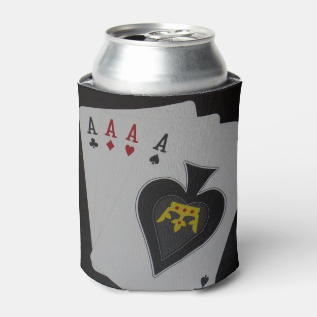 Poker, Quad Aces Stubby Can Holder. Can Cooler (Can Front)