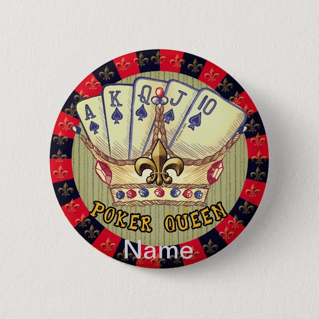 Poker Queen  pin button (Front)