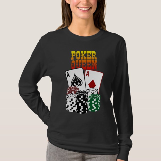 Poker Queen - Two Aces and Chips T-Shirt (Front)